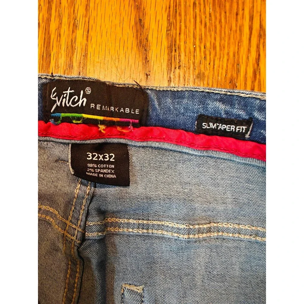 Switch Distressed Remarkable Jeans 32x32 Orange Paint Splatter Slim Taper Fit